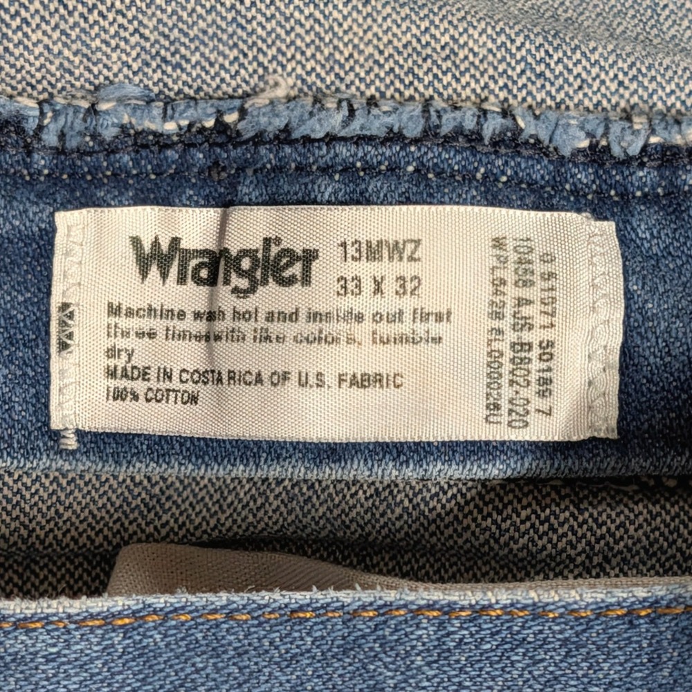 Wrangler 13MWZ Cowboy Cut Original Fit Jeans Blue Denim 33x32 Mens Straight Leg - Picture 8 of 13